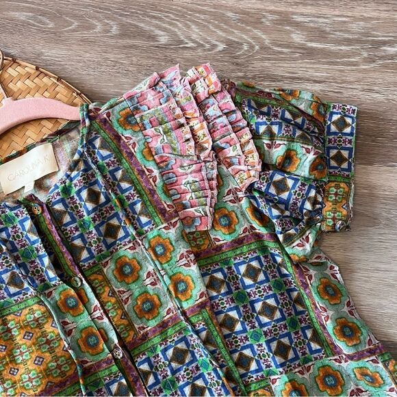 Carolina K bella ruffled blouse hemp cotton blend women’s size XS - Picture 4 of 8